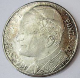 Authentic POPE PAUL II Dated 1977, Commemorative Medal, High Relief, Silver Plated