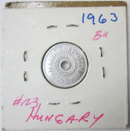 Authentic HUNGARY Issue Coin, Dated 1963, Two 2 FILLER Denomination, Aluminum, Discontinued Style
