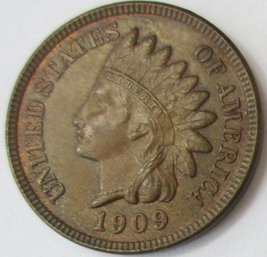 Authentic 1909P INDIAN Cent Penny, Philadelphia Mint, COPPER $.01, Discontinued United States