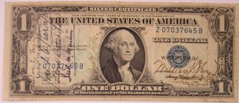 Authentic 1935A Series, $1 SILVER CERTIFICATE, Blue Seal, Henry Morgenthau Jr., United States