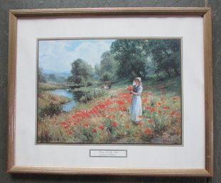 Reproduction ERNEST WALBOURN Print, 'FLOWERS Of The FIELD,' Approximately 21' X 17,' Framed GOLD Finish