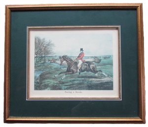 Vintage EQUESTRIAN Print, 'FACING A BROOK,' Approx 18' X 15.5,' Nicely Framed
