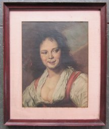 Vintage FRANS HALS Print, 'The BOHEMIAN GIRL,' Approx 18' X 15,' Wood Frame