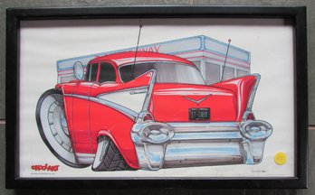 Vintage COOL ART Print, 1957 CHEVY, Approximately 18' X 11,' Nicely Framed