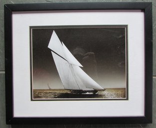Vintage PHOTO Wall Art, Tall SAILING Yacht, Approx 16' X 13,' Nicely Framed