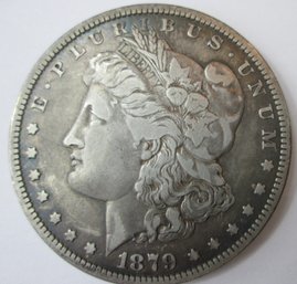 Authentic 1879P MORGAN SILVER Dollar $1.00, Philadelphia Mint, 90 Percent SILVER, Discontinued United States