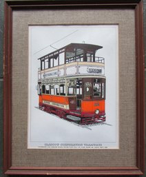 Vintage GLASGOW CORP TRAMWAYS Print, Standard Car 1910-1924, Approximately 15' X 12,' Framed