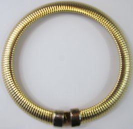 Vintage Flat COLLAR Style NECKLACE, Segmented Stretch Design, Clasp Closure, Gold Tone Base Metal Finish