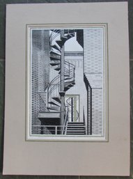Signed F. H. McCURDY, Architectural Drawing On Paper, Approx 22' X 16,' Unframed In Mat