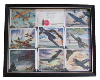 Set Of 9! Vintage COCA COLA Advertising Cards, 'AMERICA'S FIGHTING PLANES In Action,' Approx 12' X 9,' Framed