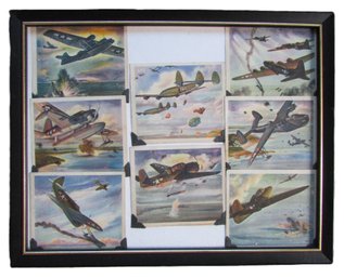 Set Of 8! Vintage COCA COLA Advertising Cards, 'AMERICA'S FIGHTING PLANES In Action,' Approx 12' X 9,' Framed