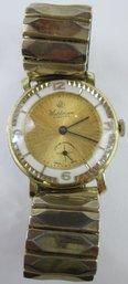Signed WALDMAN, Vintage Wristwatch, ELECTRA Model, Gold Tone Base Metal, Expansion Bracelet Band, Swiss Mvt