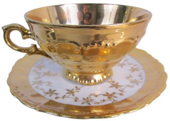 Signed BAREUTHER China, Vintage CUP & SAUCER Set, Victorian Style FRAGONARD Pattern, Heavy Gold Trim
