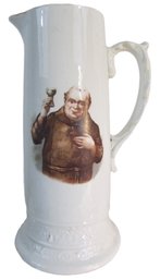 Vintage IRONSTONE China, Large TANKARD PITCHER, MONK FRIAR Decal Pattern, Appx 12.5' Tall