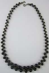 Vintage Multi-strand Chain NECKLACE, Braided BLACK Beads, Approximately 18' Length, Korea, Clasp Closure