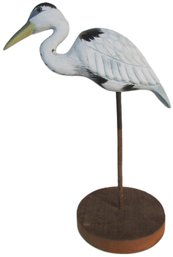 Hand Carved & Decorated BIRD, Solid Wood Base, Finely Detailed, Appx 12.5'