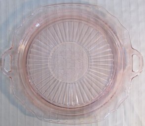 Vintage HOCKING Depression Glass SERVING TRAY, Pink MAYFAIR OPEN ROSE Pattern, Appx 13.5'