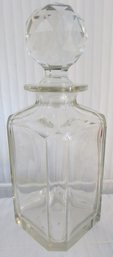 Vintage Crystal DECANTER & Stopper, BARWARE Style, Faceted Stopper, Appx 9' Tall