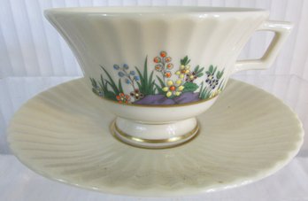 Signed LENOX Fine China, Vintage CUP & SAUCER Set, Floral RUTLEDGE Pattern, Gold Trim, Made In USA