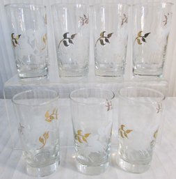 SET Of 7! Vintage LIBBEY Brand, MCM HIGHBALL Glasses Tumblers, PRANCING COLTS Pattern, Approx 5.25' Tall