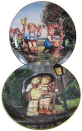 Set Of 2! Signed DANBURY MINT Collector Plates, Vintage 'APPLE TREE BOY & GIRL, STORMY WEATHER,' Appx 8'