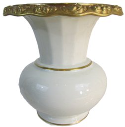 Signed ROSENTHAL, Flared Rim FLOWER VASE, Finely Detailed GOLD BAND, Approx 6' Tall
