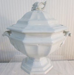 Signed Vintage Covered SOUP TUREEN, Clean White IRONSTONE, Approx 12' High