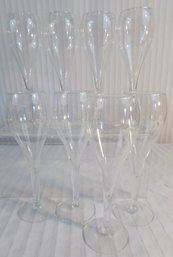 SET Of 8! Vintage FLUTED CHAMPAGNE Glasses, Tulip Shape, Fine Crystal Clear Glass, Approx 8.5' Tall