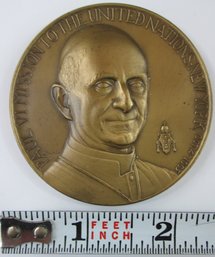 Authentic POPE PAUL VI Dated 1965, Commemorative Medal, High Relief, Large Size, Bronze Composition