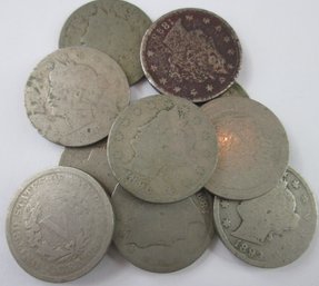 SET Of 10 COINS! Authentic 1800s Mixed Date, 'v' Victory LIBERTY NICKELS $.05, United States