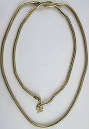 Signed ANNE KLEIN, Contemporary Flexible Chain Necklace, Gold Tone Base Metal, Approximately 40' Length