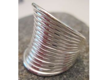 Contemporary STATEMENT RING, Concentric RING Design, Bright Silver Tone Base Metal Finish