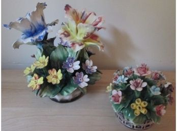 Set Of 2! Vintage CAPODEMONTE Floral Arrangements, Hand Made
