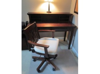 Modern COMPUTER DESK With Single Drawer & Hutch Style Shelf, Swivel Office Chair Included