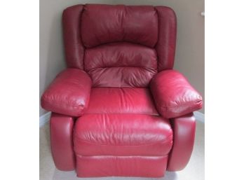Comfy RED LEATHER RECLINER Chair, Oversized Italian Styling