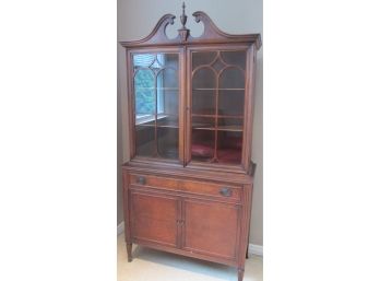 Vintage DUNCAN PHYFE BREAKFRONT CHINA CABINET, GLASS Doors, Traditional Pediment, Wood Construction