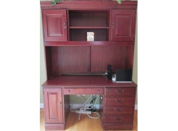 Modern COMPUTER DESK With SHELF & LIGHT, 4 Drawer, Hutch Style Top, Wired