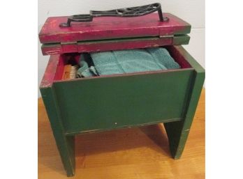 Vintage SHOE SHINE KIT, Grass Green With Red Interior, Solid Wood Construction, With Supplies