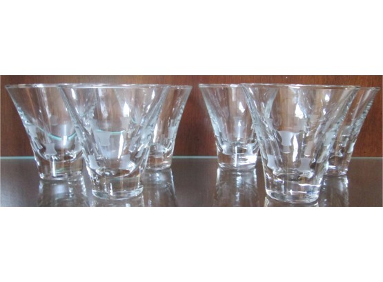 SET Of 6! Vintage BARWARE GLASSES, WHISKEY Size, Flat Bottom With ETCHED Decoration