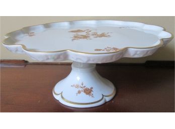Vintage FRENCH LIMOGES, Pedestal Serving CAKE PLATE, Fine China, Floral Decoration