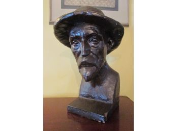 Vintage SCULPTURE BUST, Hand Made DON QUIXOTE, Fired Clay