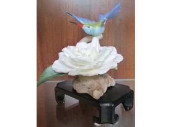 Vintage BOEHM Figurine, Signed Broad-billed Hummingbird With Camelia, Made In USA
