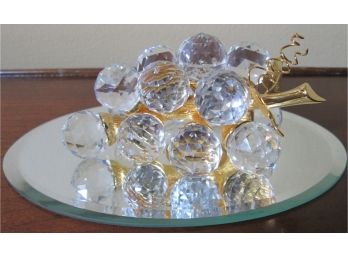 Signed, Vintage SWAROVSKY Crystal, Occasional Cluster Of GRAPES, Gold Tone Stem