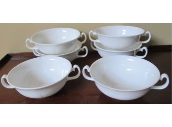 SET Of 6! Vintage ROYAL DOULTON Fine China, CREAM SOUP Bowls, PROFILE Pattern, Clean White