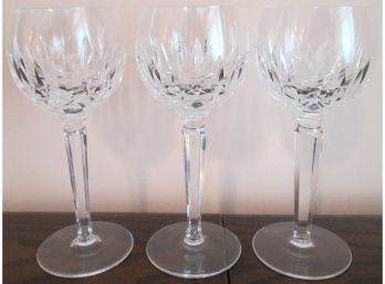 SET OF 3! Vintage WATERFORD Brand, Hock WINE GLASS STEMS, LEAD Crystal, Made In Ireland