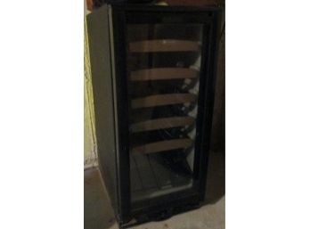 ULINE Brand, Narrow Wine Cooler Refrigerator, Black Finish With Glass Door