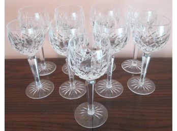 SET OF 9! Vintage WATERFORD Brand, LISMORE Pattern, Hock WINE GLASS STEMS, LEAD Crystal, Made In Ireland