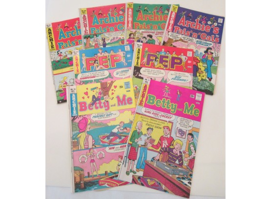Set Of 8! Vintage COMIC Books Circa 1970s, Archie PEP, Archie's Pals & Gals, Archie's Betty & Me