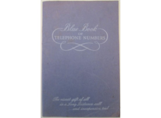Vintage NEW YORK TELEPHONE Brand, 'BLUE BOOK' Of Telephone Numbers, Unused