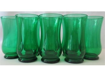 SET OF 8! Vintage Mid Century TUMBLERS, FOREST Green Color, Hourglass Shape